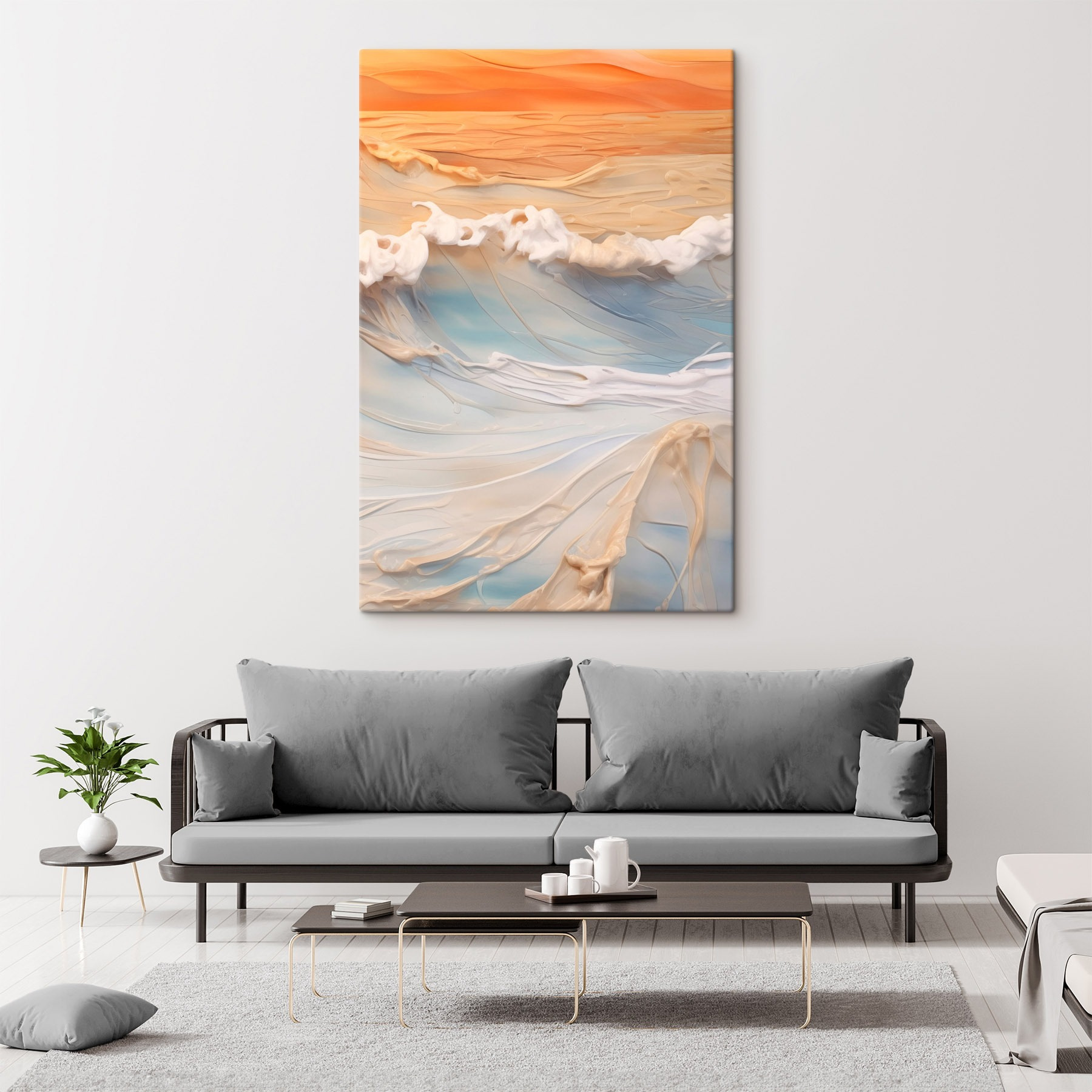 Serene ocean waves at sunset