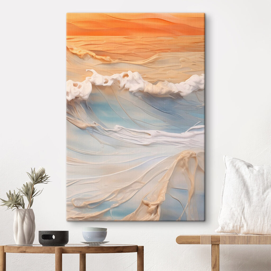 Serene ocean waves at sunset