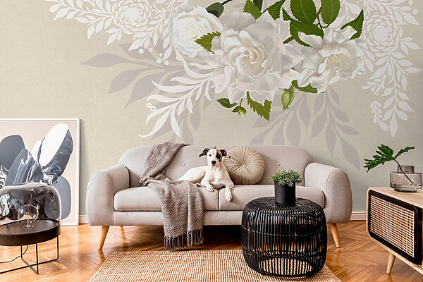 White flowers with green leaves White flowers with green leaves