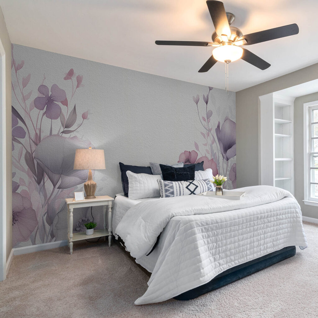 Painting of flowers on a white surface Painting of flowers on a white surface