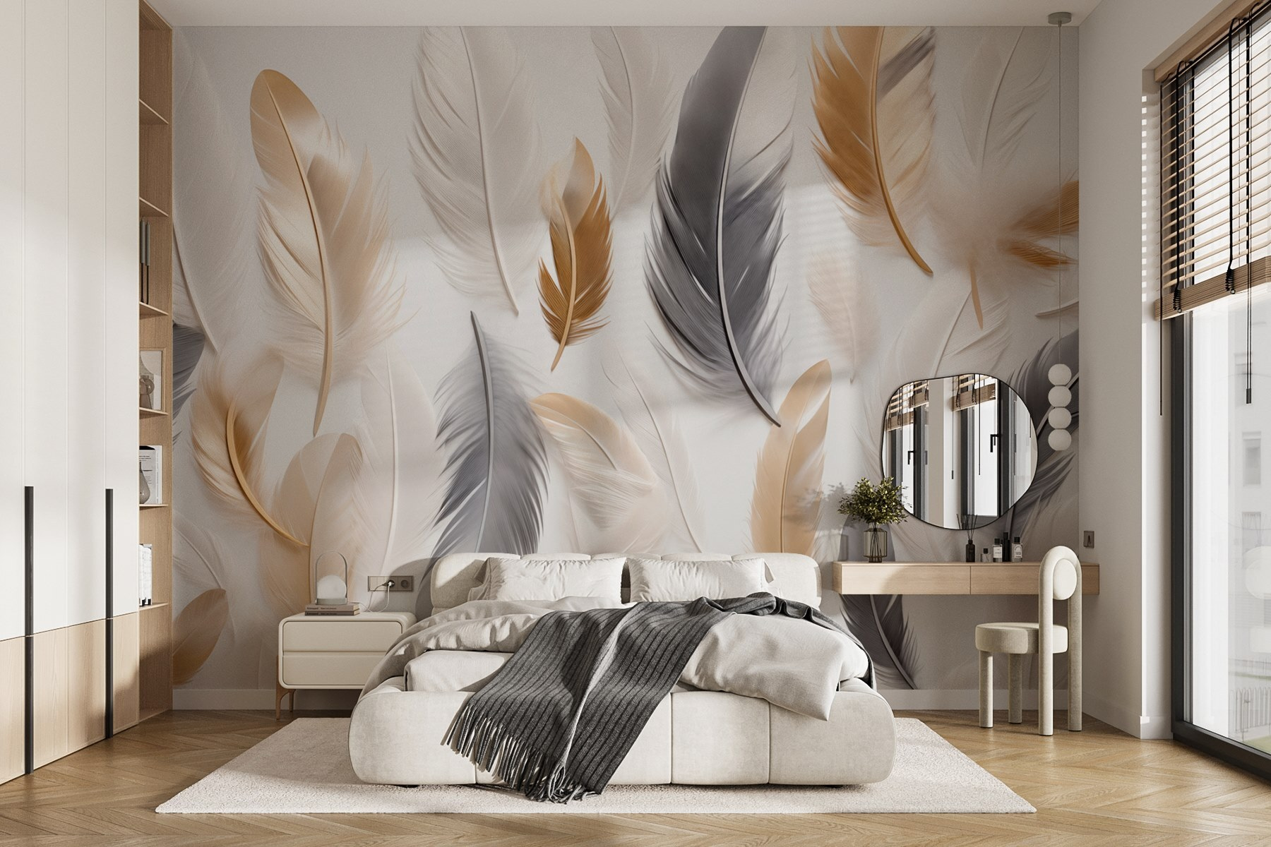 Group of feathers on a white surface Group of feathers on a white surface