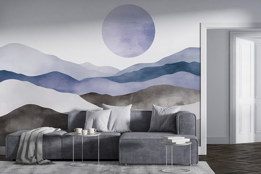 Landscape with mountains and a sun