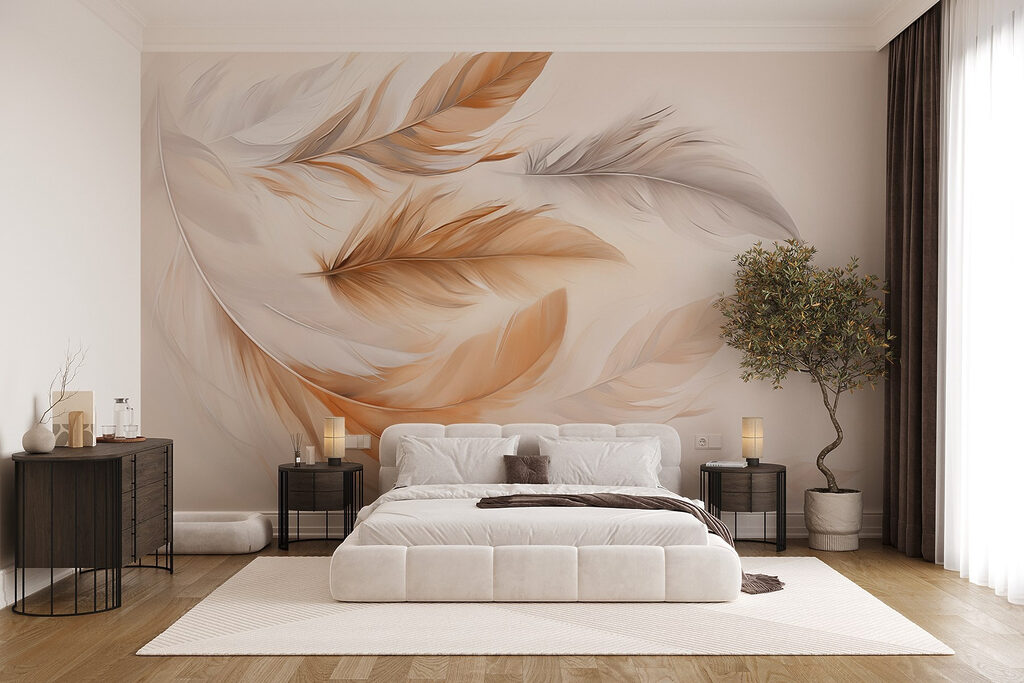 Group of feathers in different colors