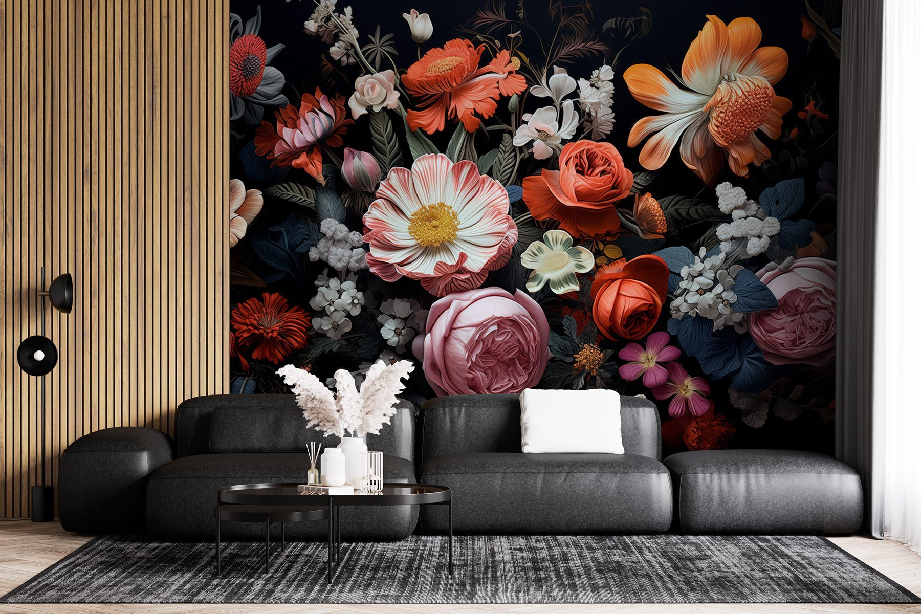 Group of flowers on a black background Group of flowers on a black background