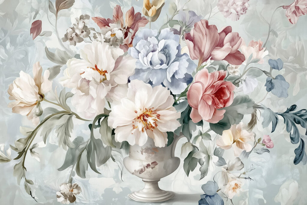 Painting of flowers in a vase Painting of flowers in a vase