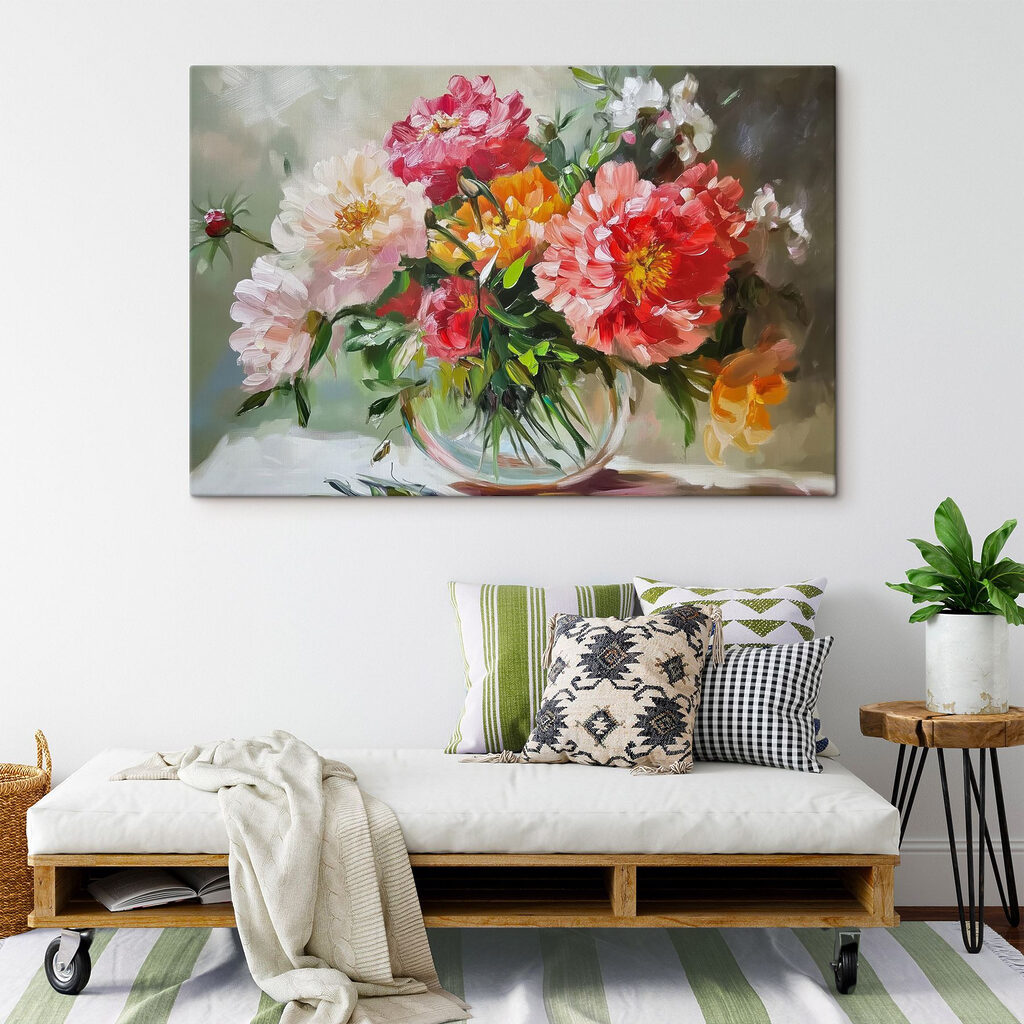 Painting of flowers in a vase Painting of flowers in a vase