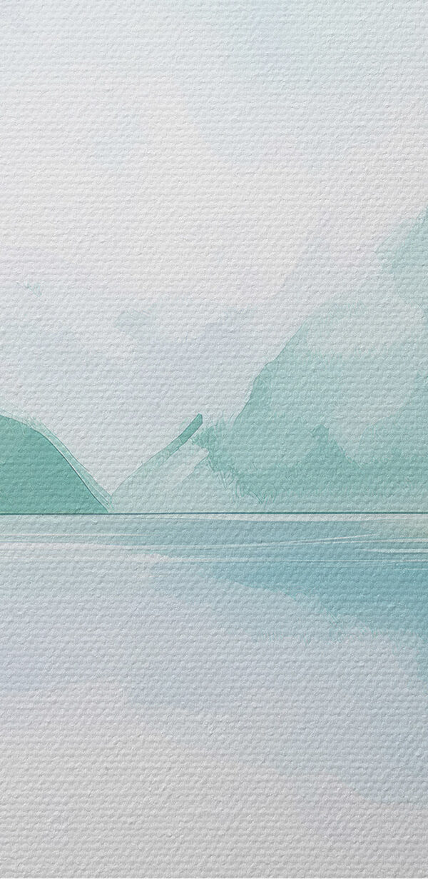 Water with trees and mountains in the background Water with trees and mountains in the background