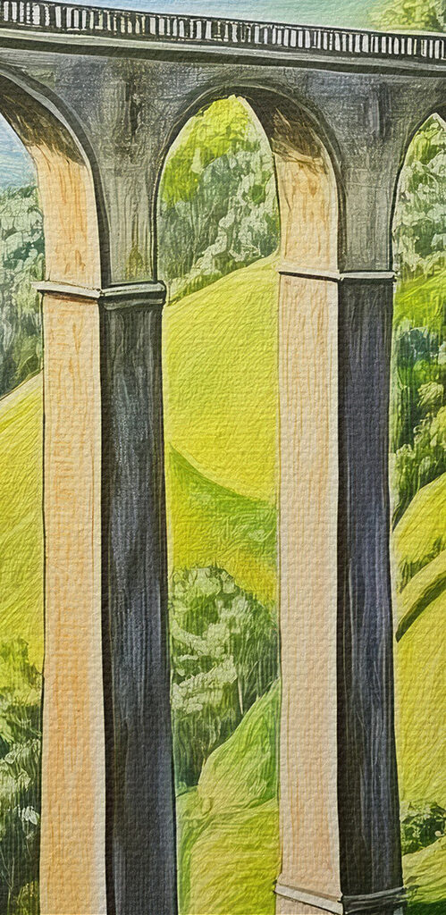 Train on a bridge over a river