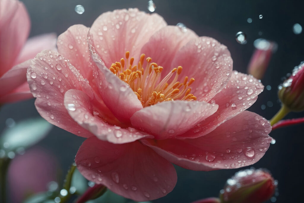 Delicate petals after a gentle rain