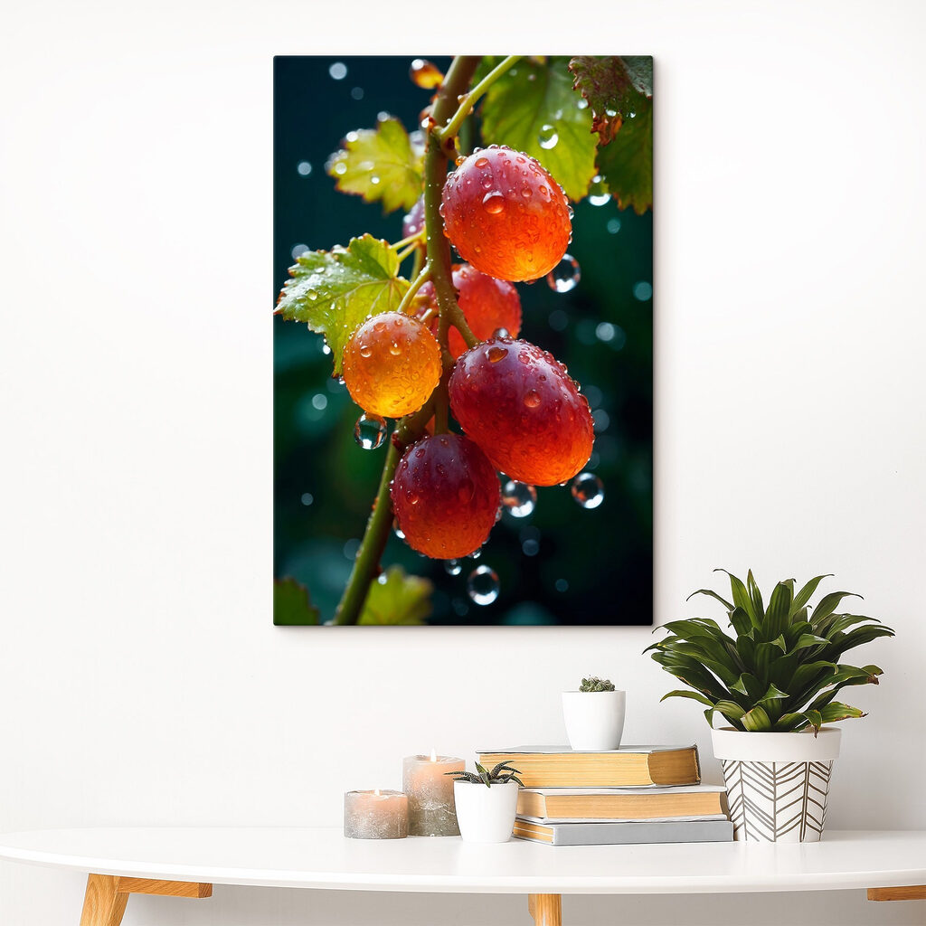 Bunch of grapes with water droplets on them