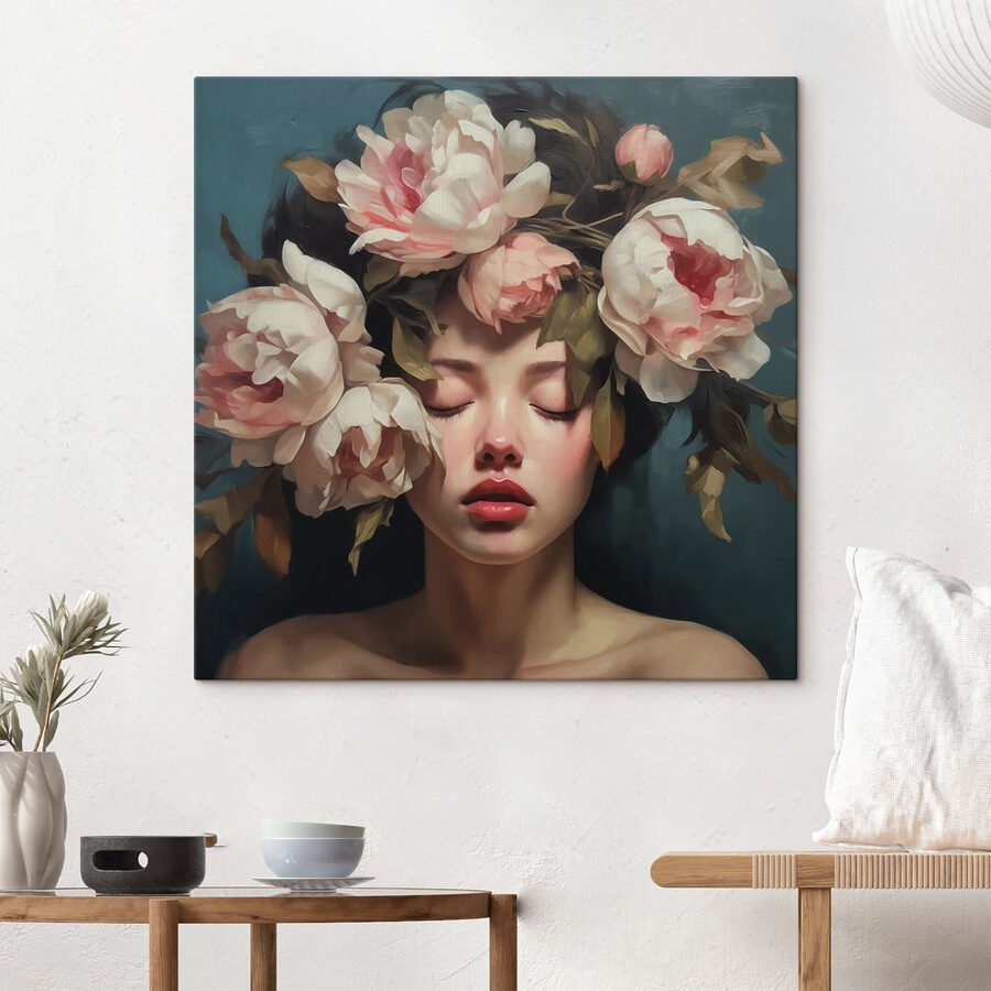 Woman with flowers on her head Woman with flowers on her head