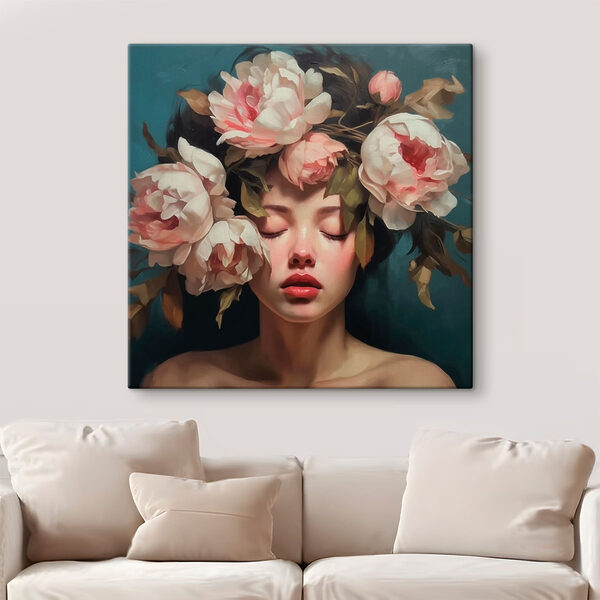 Woman with flowers on her head Woman with flowers on her head