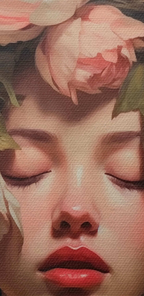 Woman with flowers on her head