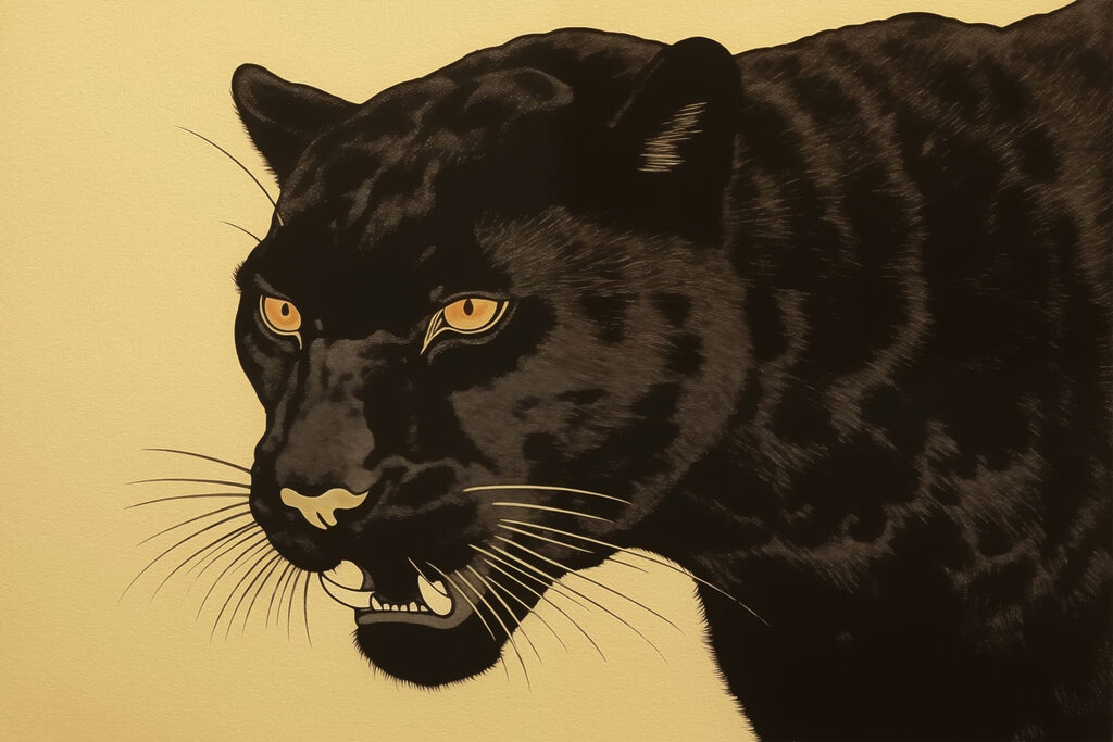Black panther with yellow eyes Black panther with yellow eyes