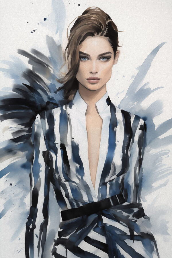 Woman in a striped jacket Woman in a striped jacket
