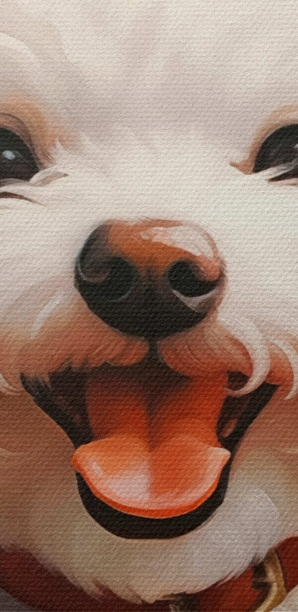 White dog with its mouth open