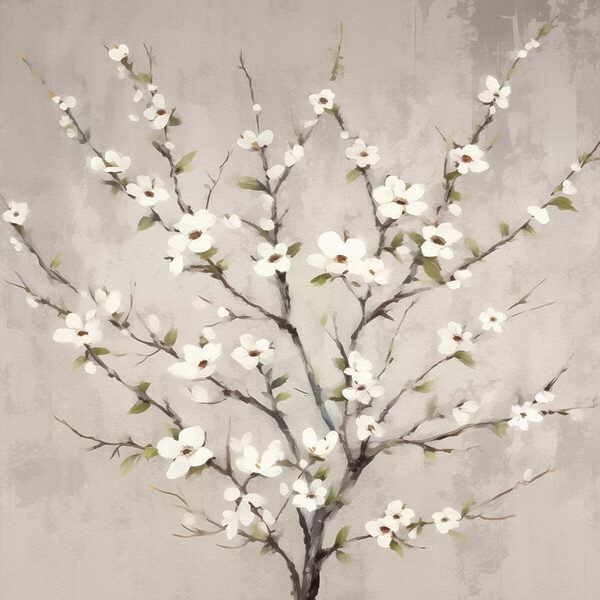 Painting of a tree with white flowers Painting of a tree with white flowers