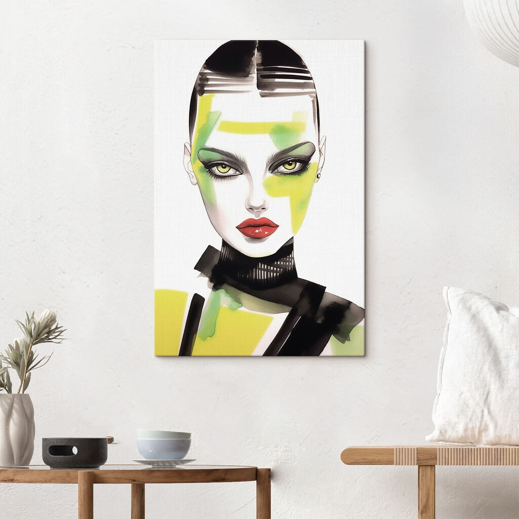 Woman with green and yellow makeup