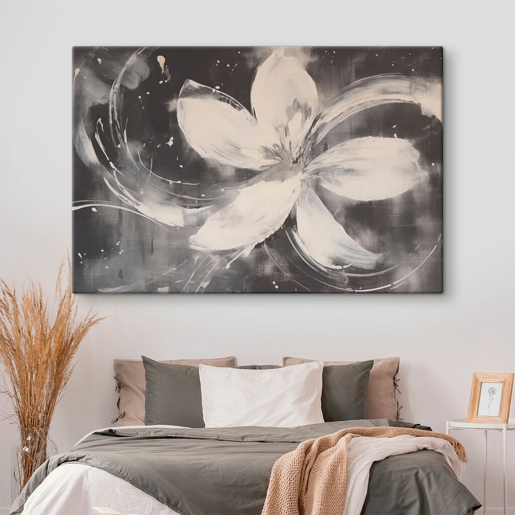 White flower on a black background White flower on a black background