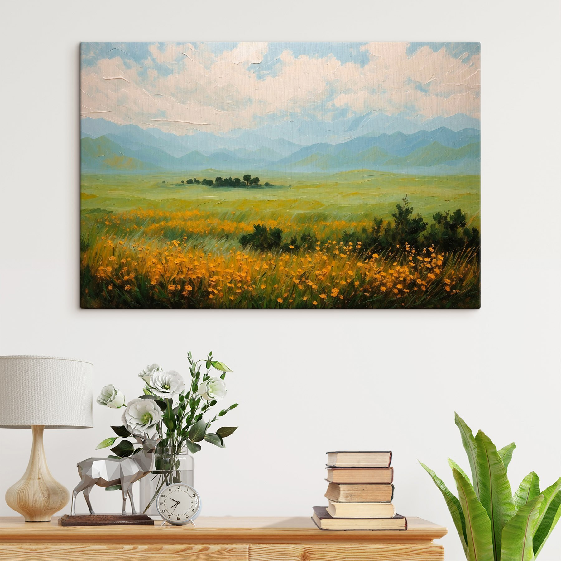 Field of flowers and mountains Field of flowers and mountains