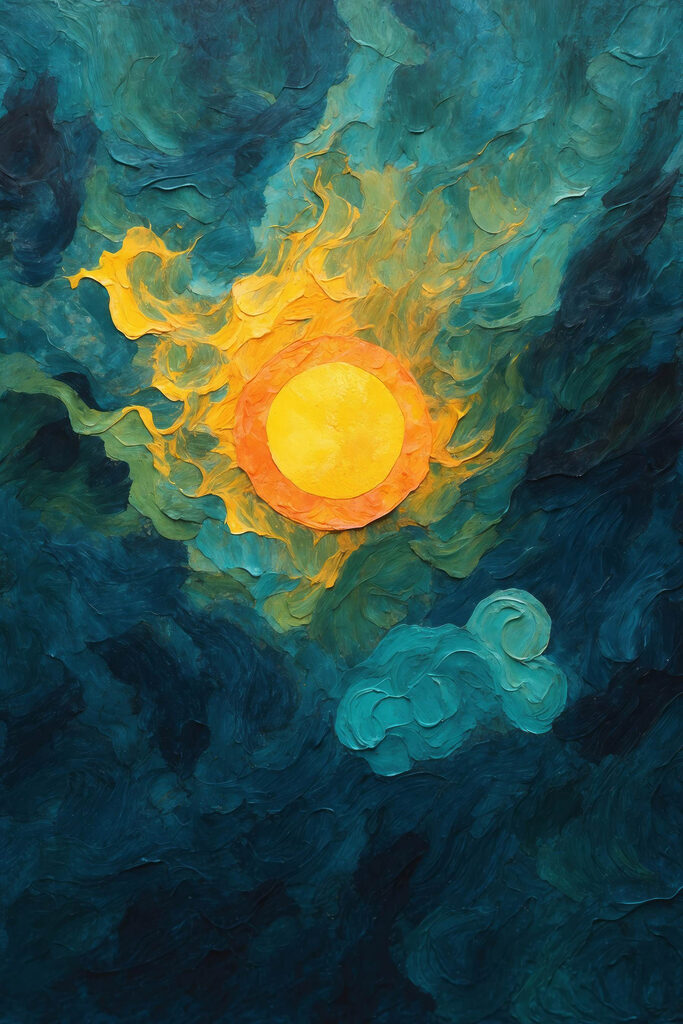 Painting of a sun and clouds Painting of a sun and clouds