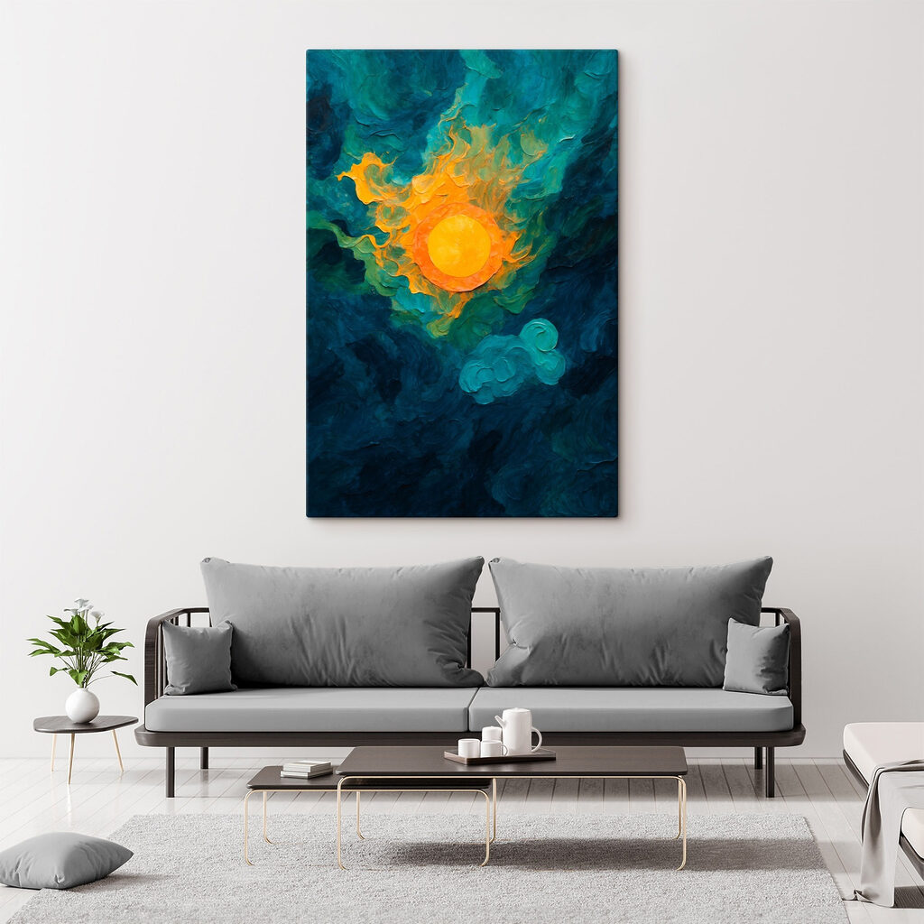 Painting of a sun and clouds Painting of a sun and clouds