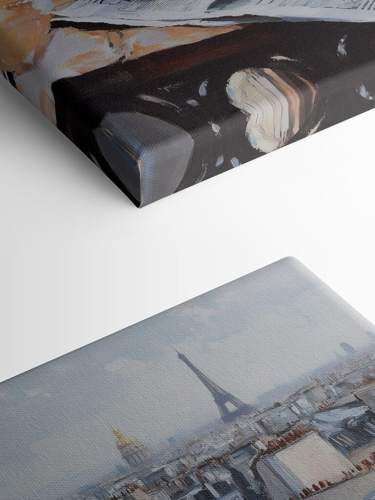 Cup of coffee and croissants on a table with buildings in the background Cup of coffee and croissants on a table with buildings in the background