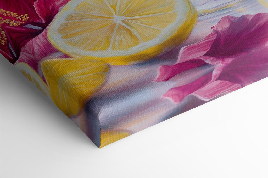 Glass of pink drink with lemons and flowers Glass of pink drink with lemons and flowers