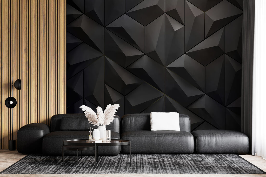 Black wall with many triangles