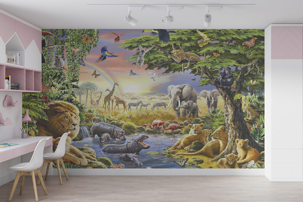 Group of animals in a river