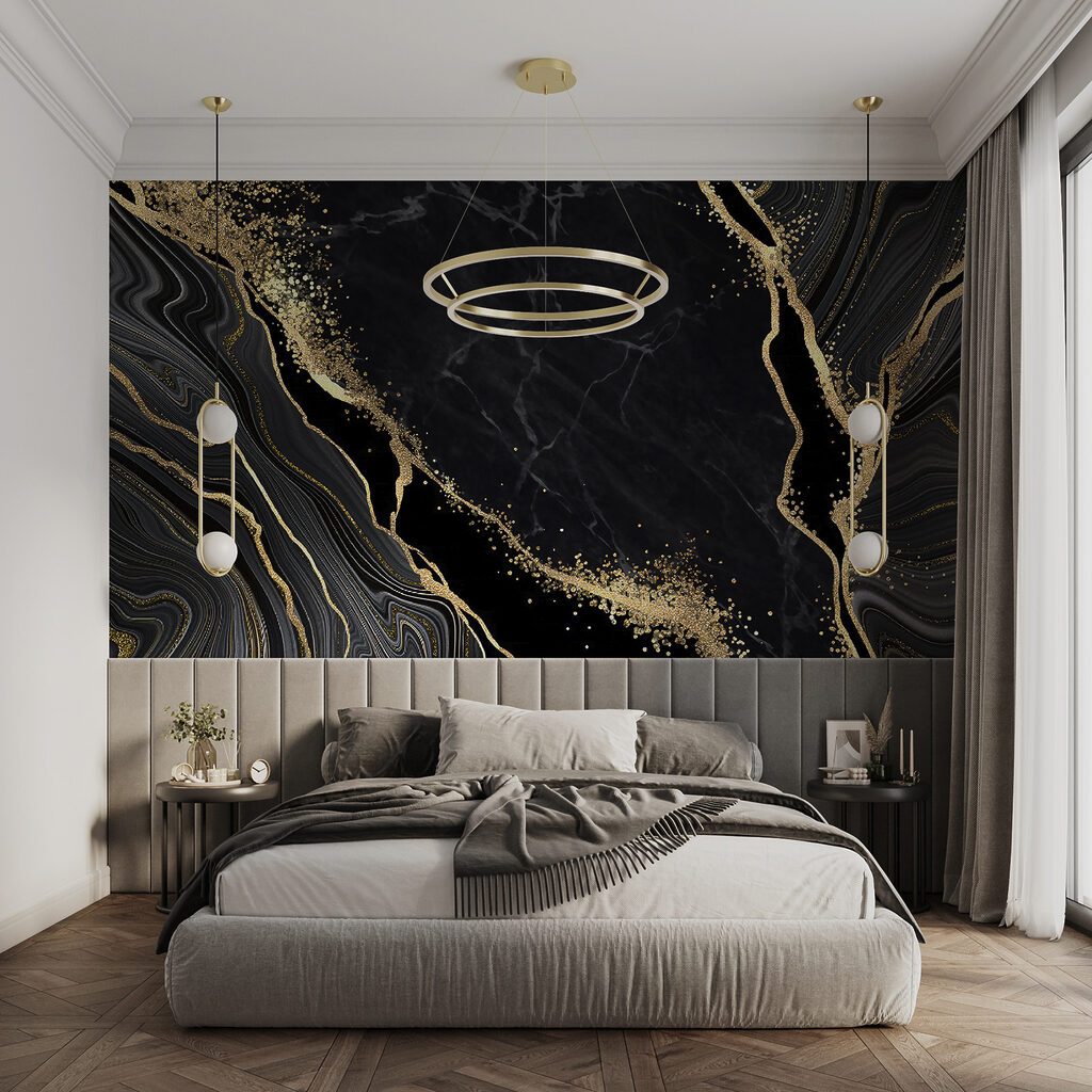 Elegant swirls in midnight and shimmer