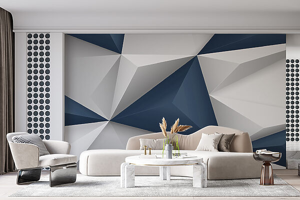 Blue and white triangle shapes