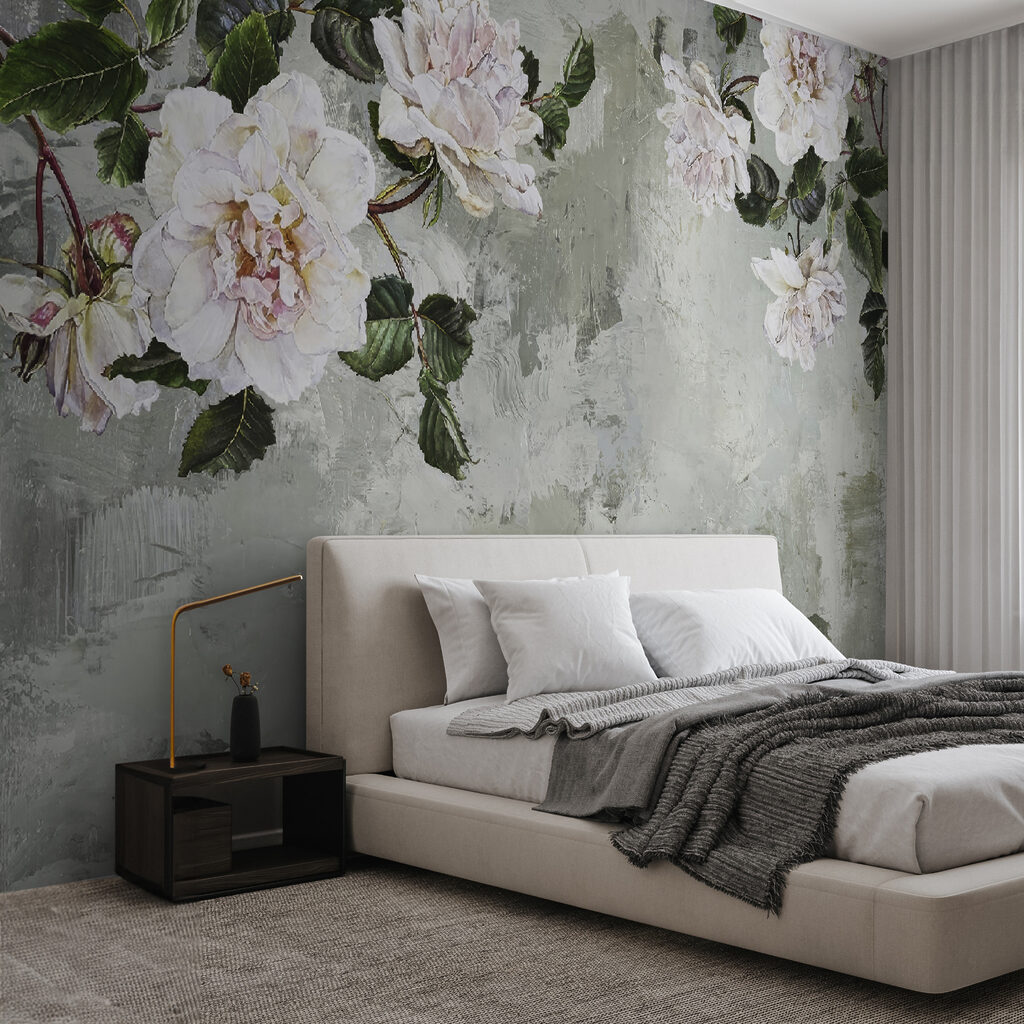 Painting of flowers on a wall