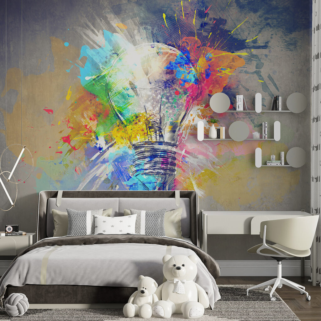 Light bulb with colorful paint splatters Light bulb with colorful paint splatters