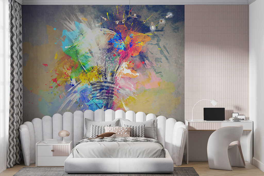 Light bulb with colorful paint splatters Light bulb with colorful paint splatters