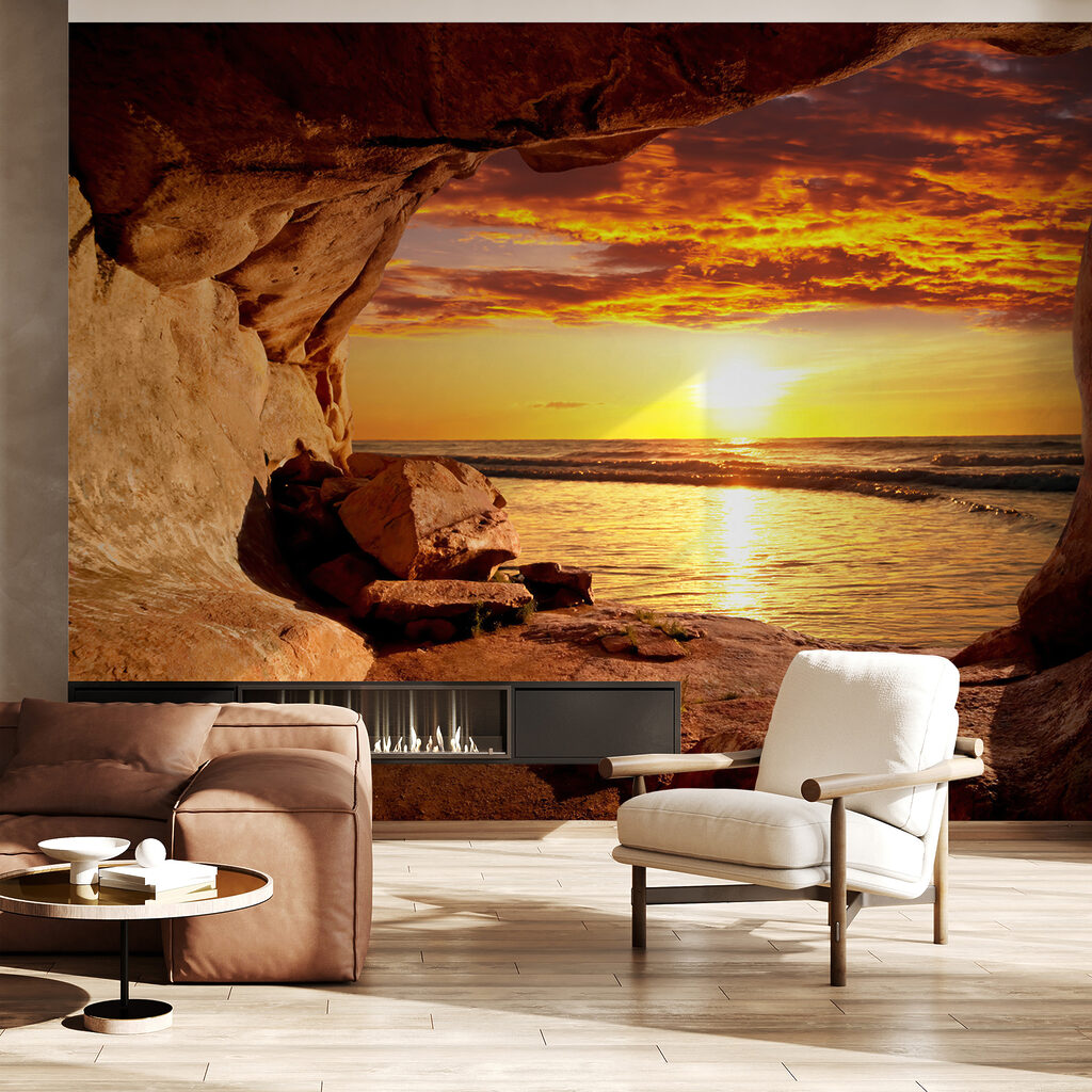 Sunset over a body of water