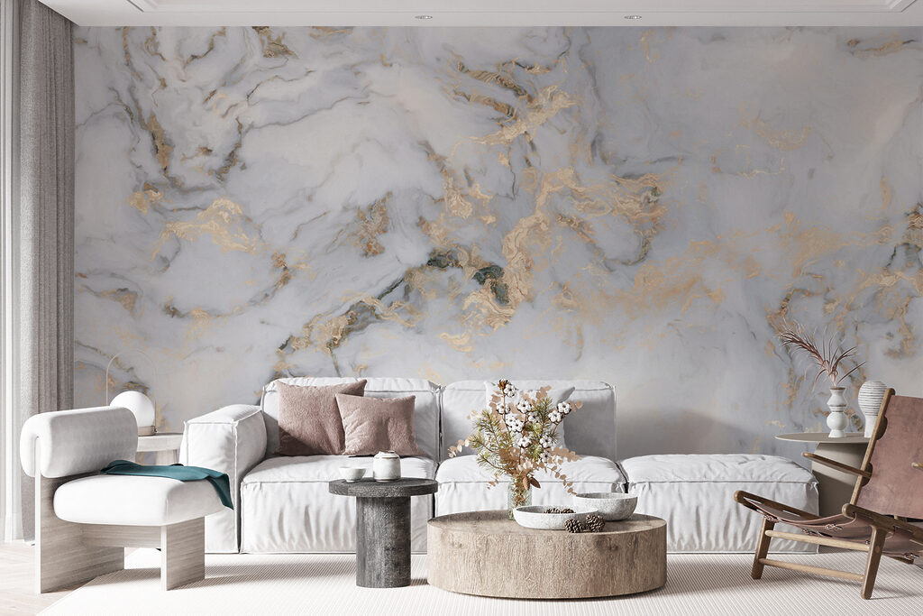 Elegant marble with metallic veins