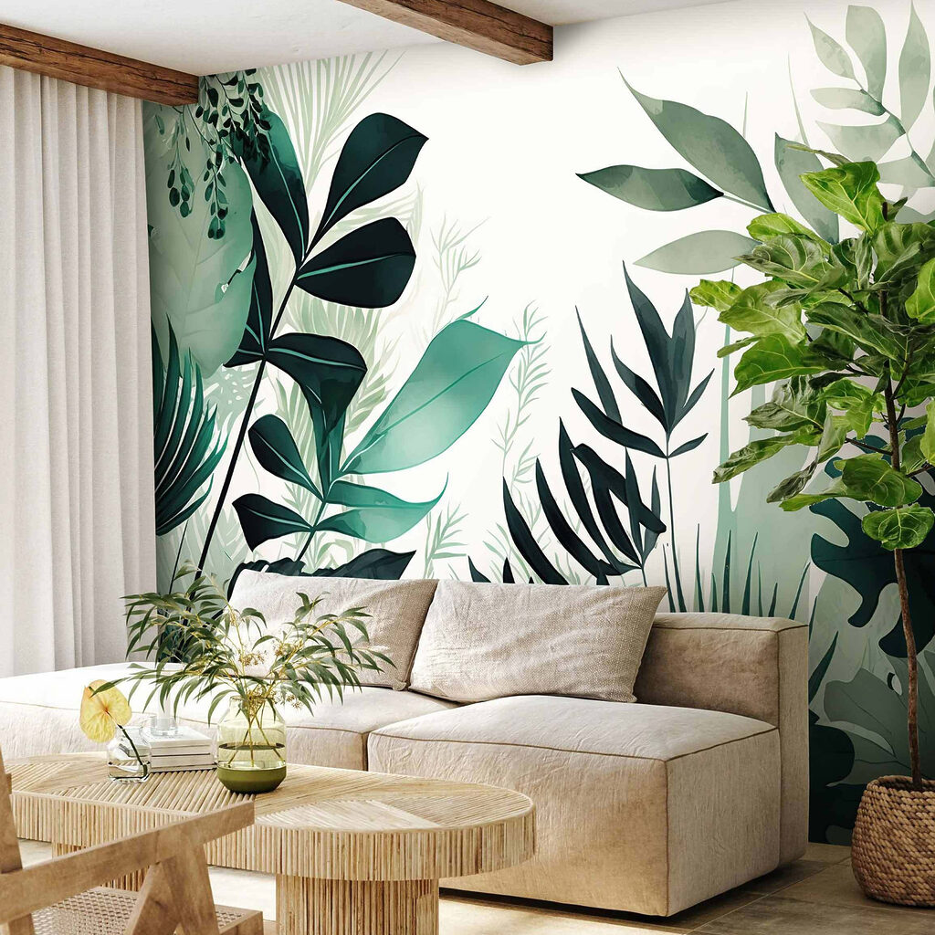 Lush green leaves in soft hues