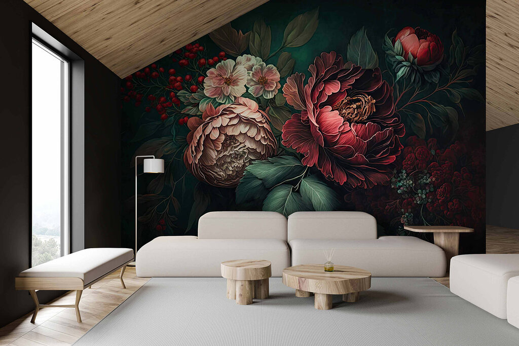 Painting of flowers and leaves Painting of flowers and leaves