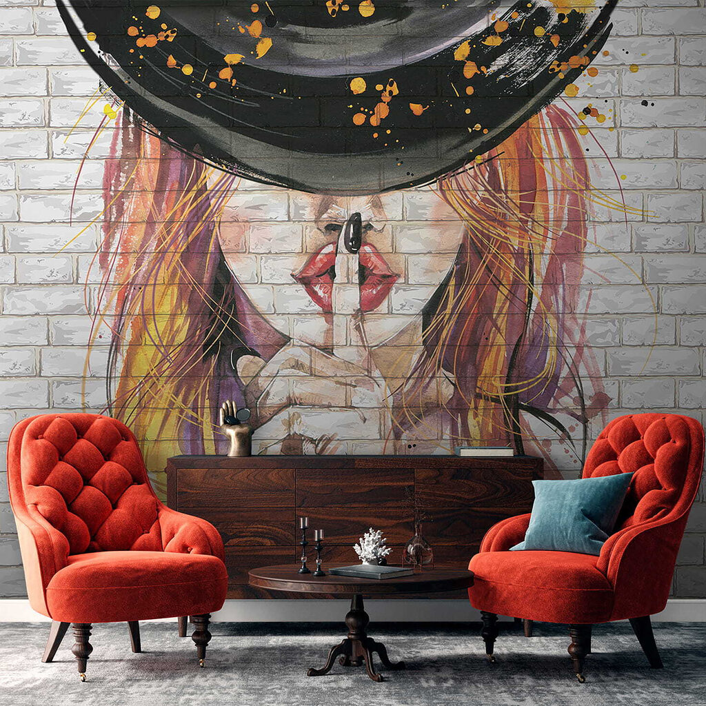 Painting of a woman with a hat Painting of a woman with a hat