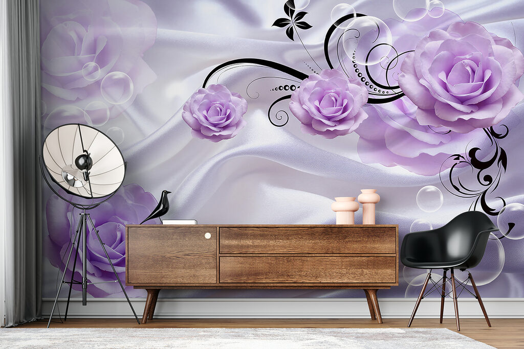 Purple flowers on a white cloth