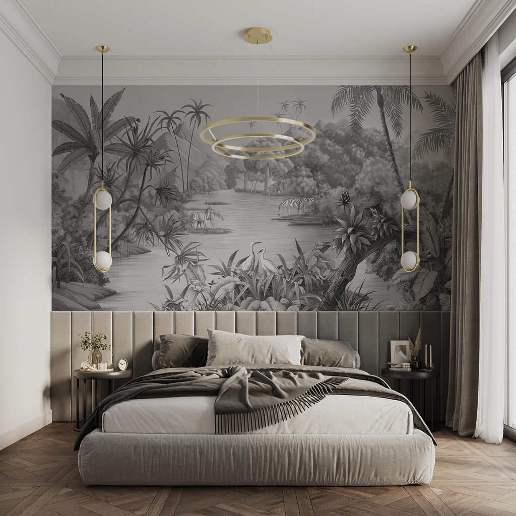 River with zebras and mountains