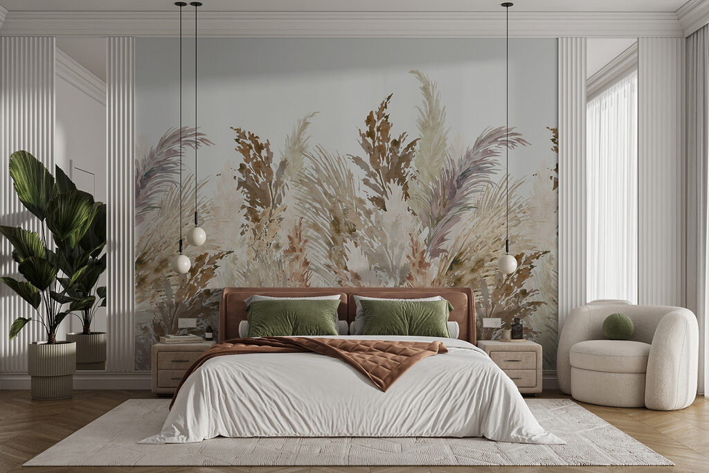 Group of brown and white plants