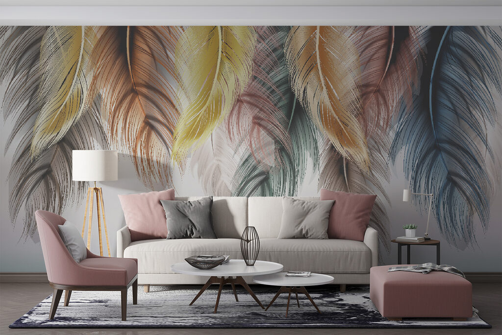 Group of colorful feathers