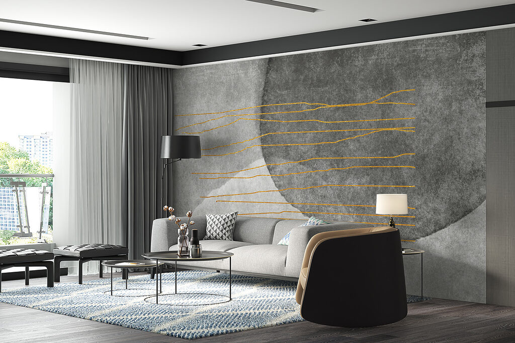 Grey and white painting with orange lines Grey and white painting with orange lines