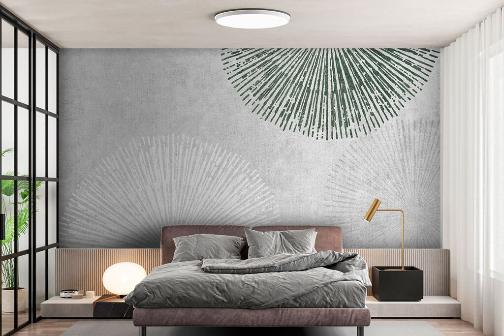 White and green circular design White and green circular design