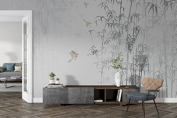 Birds flying birds in the fog