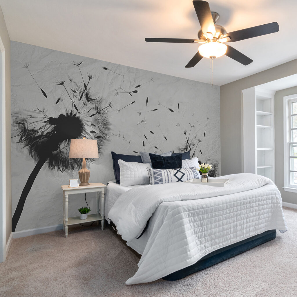 Black and white image of dandelions Black and white image of dandelions