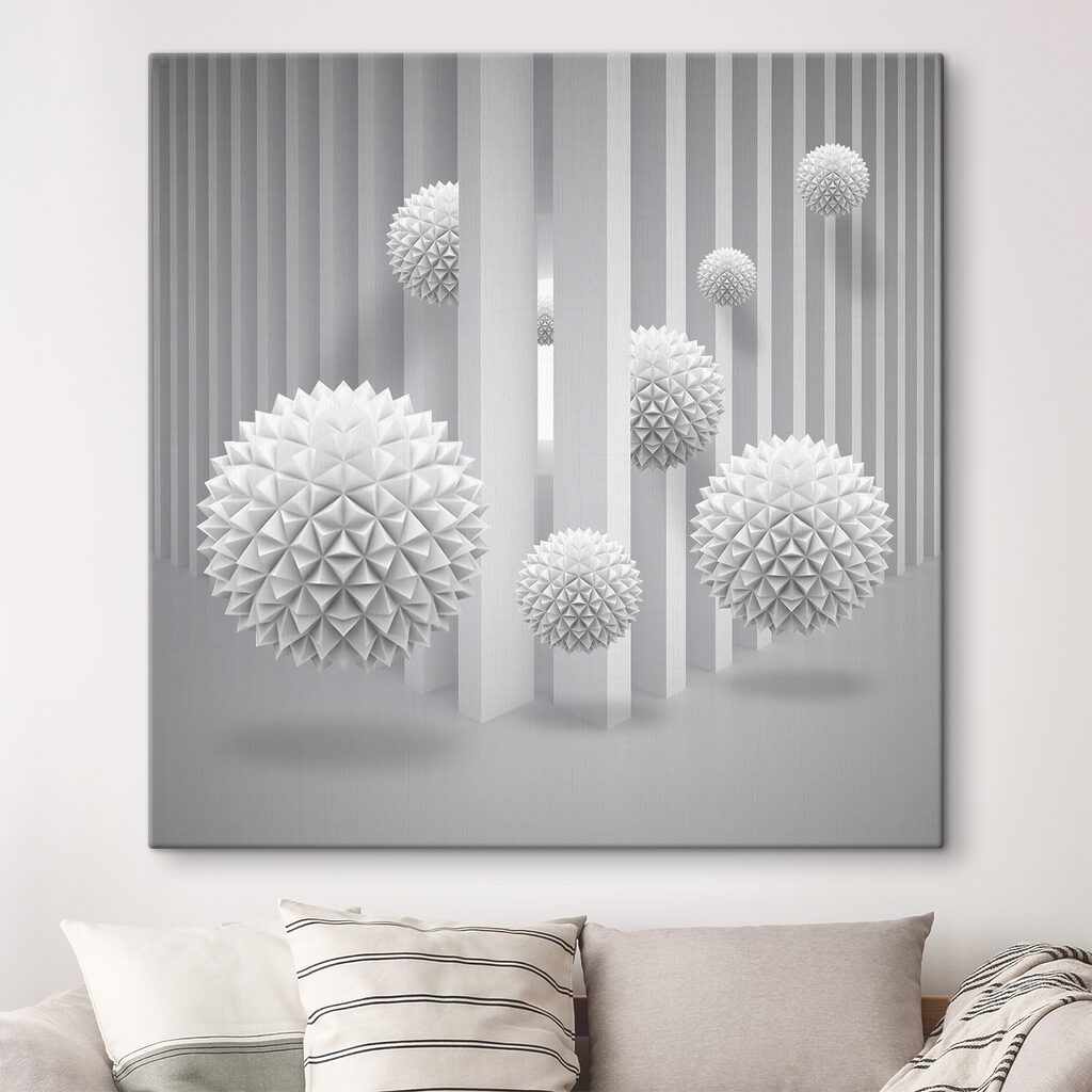 White balls in a room