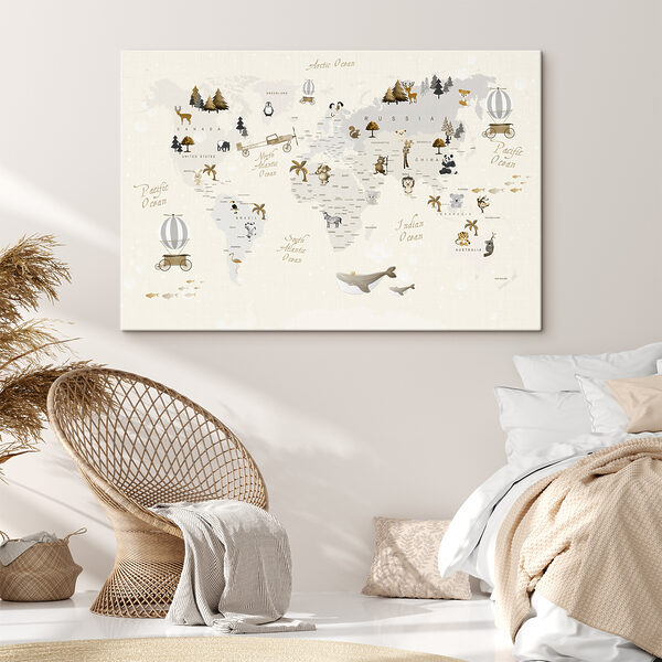 A map of the world with animals A map of the world with animals